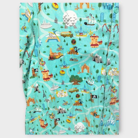 Mens Disney Parks All Over Print Short Sleeve Button Up Shirt Size XL - Picture 3 of 5